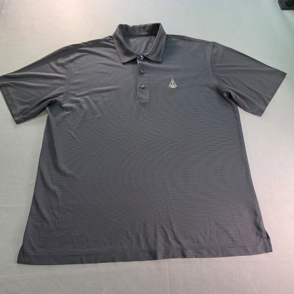 Bermuda Sands Mens Polo XXL Charcoal Gray Striped Golfcore Preppy Coastal